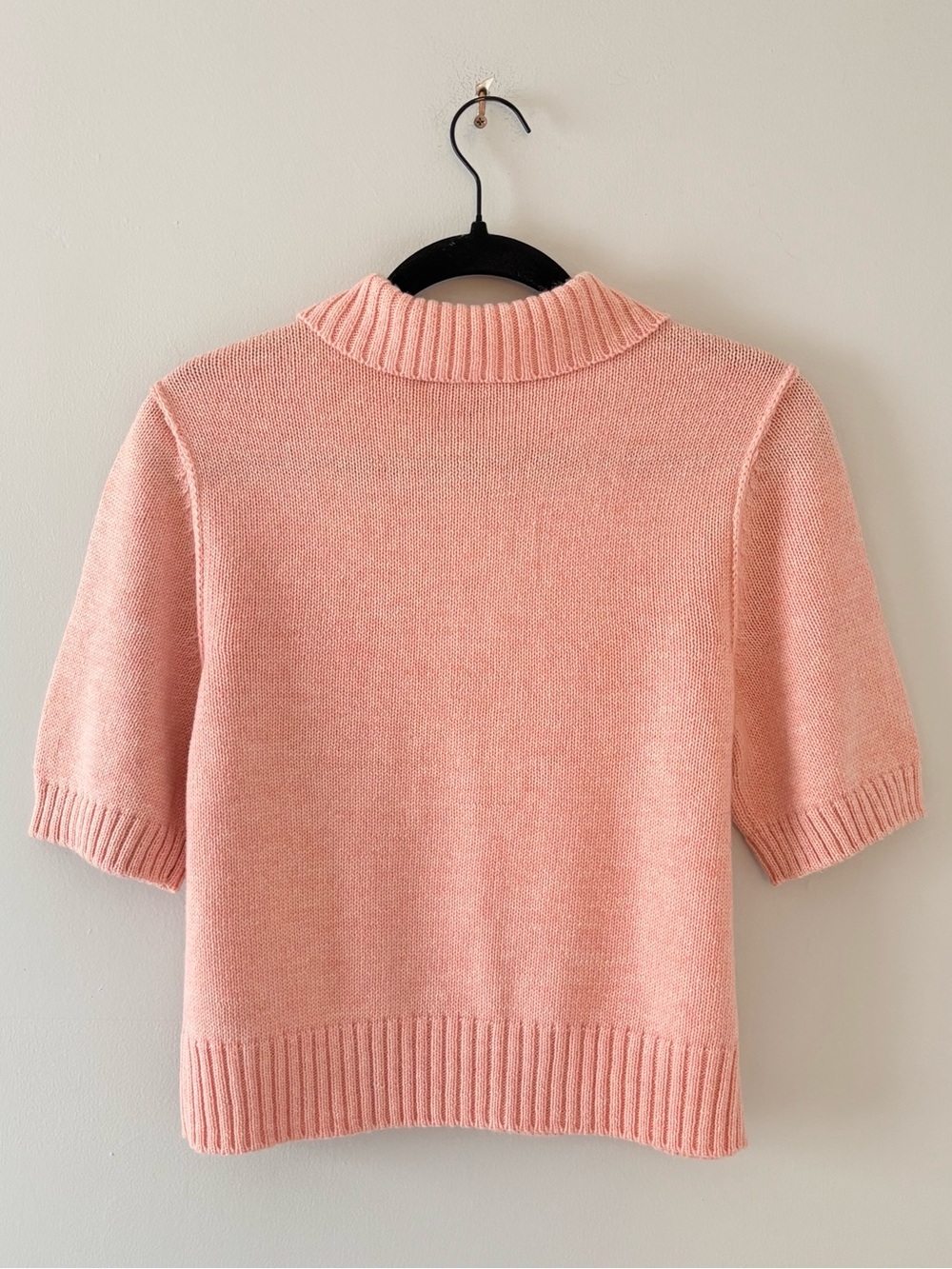 House of Harlow 1960 NEW Wool Short-Sleeve Sweater Knit Top Collared Pink - Picture 5 of 5